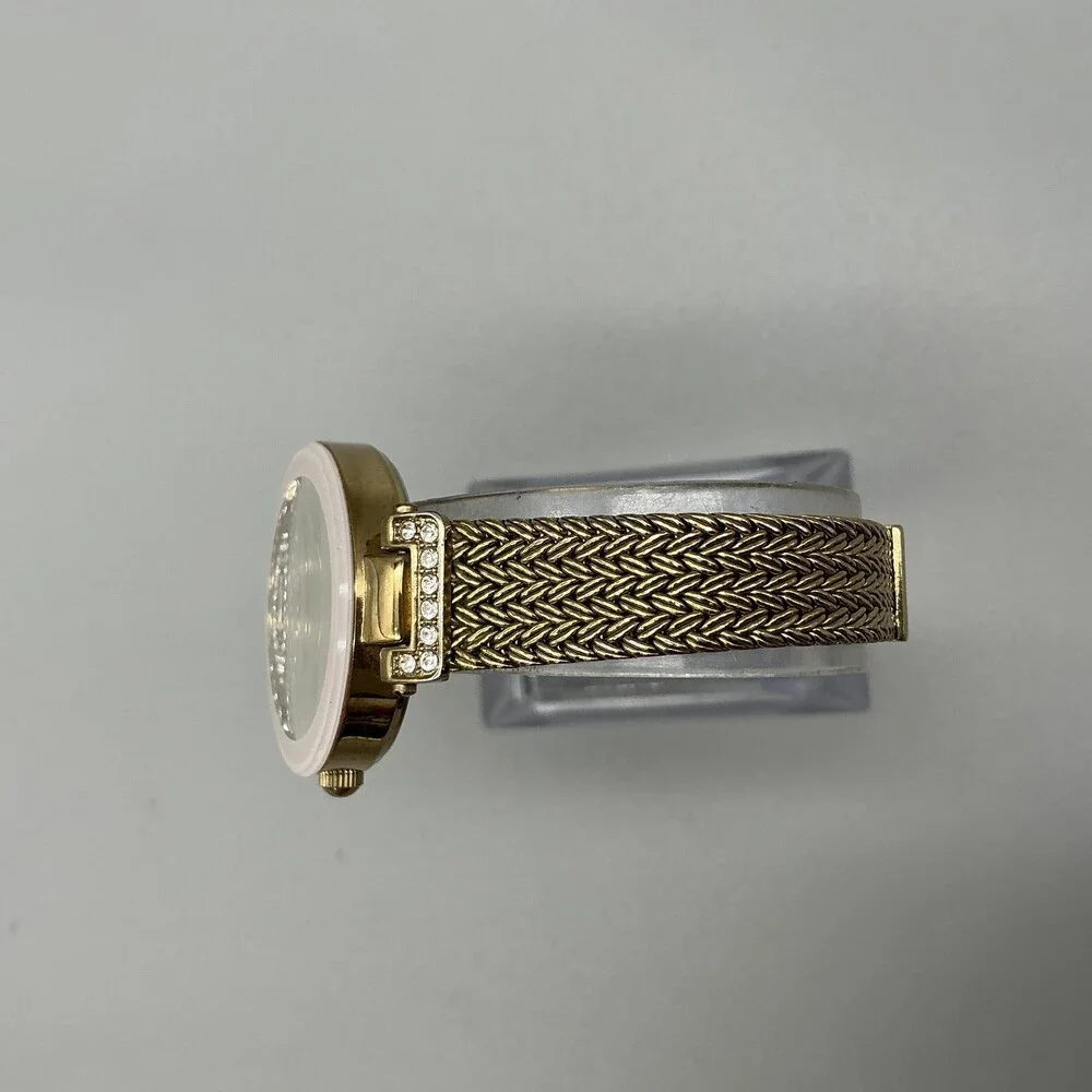 Anne Klein AK/1906 Womens Watch 30mm White Dial Gold Tone Mesh New Battery 7.5
